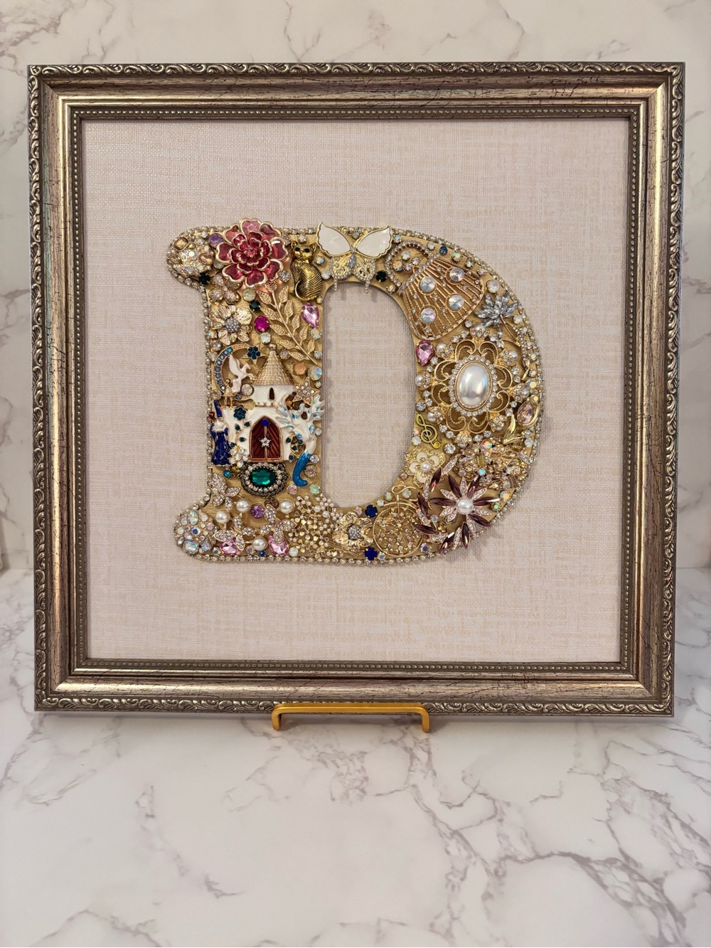 Embellished Gold Letter D Wall Art